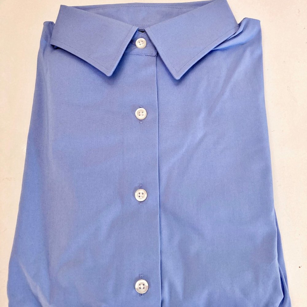 NEW Lands End 3/4 Slv Stretch Button Down Shirt 4 NWT China Blue - Picture 3 of 10
